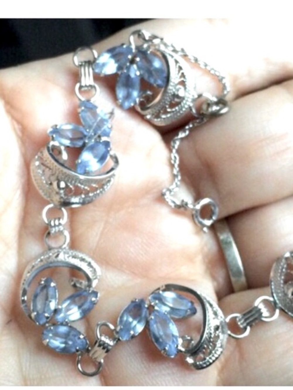 Mid century Blue Topaz  sterling silver
